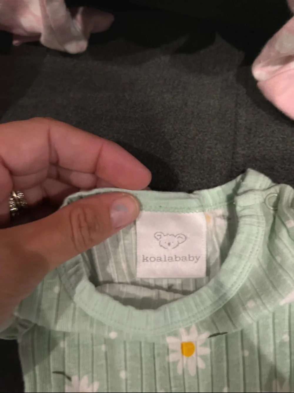 Koala Kids Mint Green Daisy Ribbed One-Piece & Pants Set